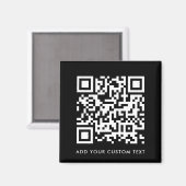 Aimant Code QR | Noir moderne texte personnalisé minimali (Recto/Verso)