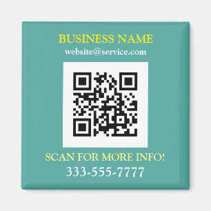 Aimant Code QR, Nom de l'entreprise Promo, Jaune Blanc Sa