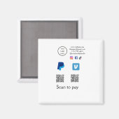 Aimant Code QR PayPal venmo scan pay ajouter médias socia (Recto/Verso)