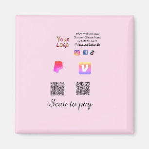 Aimant Code QR PayPal venmo scan pay ajouter médias socia