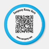 Aimant Code QR personnalisé bleu ciel & Promotion de site (Devant)
