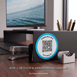 Aimant Code QR personnalisé bleu ciel & Promotion de site