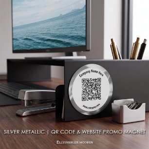 Aimant Code QR personnalisé métallisé argenté & Promotion