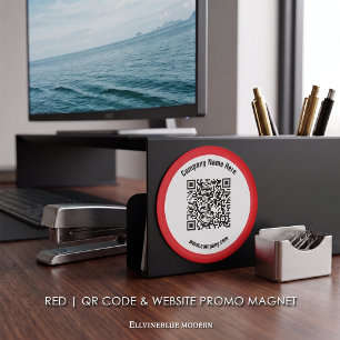 Aimant Code QR personnalisé rouge et promotion de site We