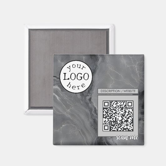 Aimant Code QR pour les affaires / Événement Elégant Gris (Recto/Verso)