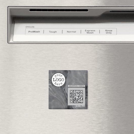 Aimant Code QR pour les affaires / Événement Elégant Gris (In Situ (Lave-vaisselle))