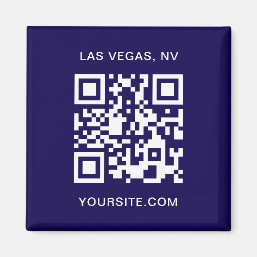 Aimant Code QR Promo Moderne Bleu Foncé et Blanc (Devant)