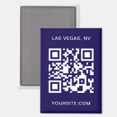Aimant Code QR Promo Moderne Bleu Foncé et Blanc (Recto/Verso)