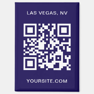 Aimant Code QR Promo Moderne Bleu Foncé et Blanc