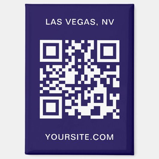 Aimant Code QR Promo Moderne Bleu Foncé et Blanc (Recto)