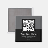 Aimant Code QR scannable moderne | Noir Gris & Blanc (Recto/Verso)