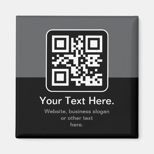 Aimant Code QR scannable moderne | Noir Gris & Blanc (Devant)