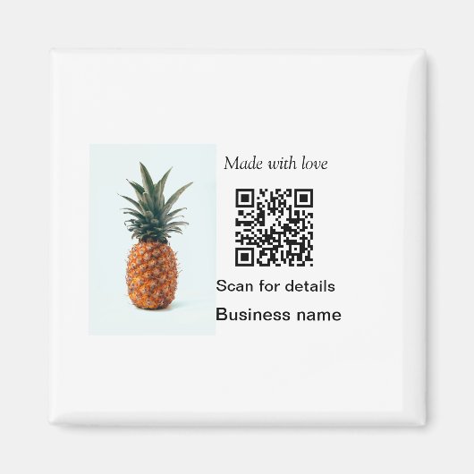 Aimant Code QR simple de nourriture de fruit d'ananas dét (Devant)