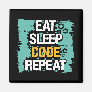 Aimant Coder Life : Dîner amusant, sommeil, répétition de
