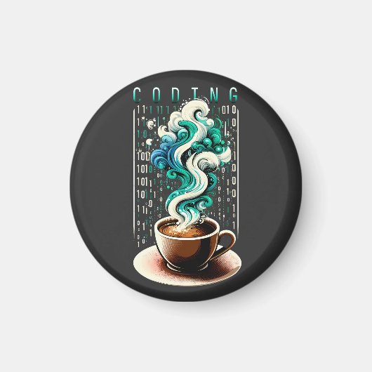 Aimant Coding & Café : Le rêve des amateurs de technologi (Devant)