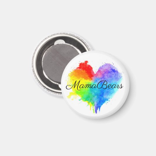 Aimant Coeur arc-en-ciel avec nom de groupe (Recto/Verso)