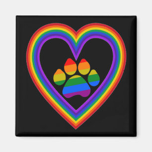 Aimant Coeur Arc-En-Ciel Avec Paw