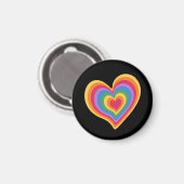 Aimant Coeur arc en ciel. Fierté amour gay (Recto/Verso)