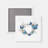 Aimant Coeur bijoux avec papillons Morpho (Recto/Verso)