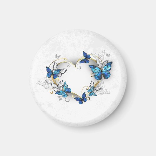 Aimant Coeur bijoux avec papillons Morpho (Devant)