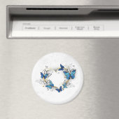 Aimant Coeur bijoux avec papillons Morpho (In Situ (Lave-vaisselle))