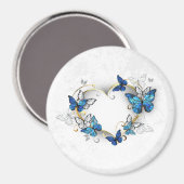 Aimant Coeur bijoux avec papillons Morpho (Recto/Verso)