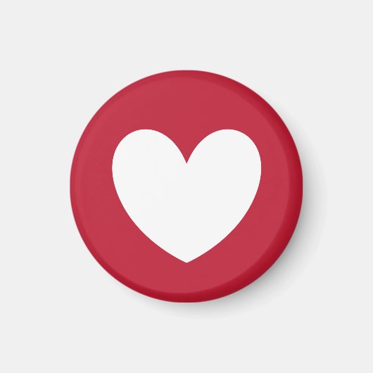 Aimant Coeur blanc en rouge (Devant)