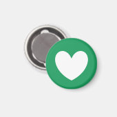 Aimant Coeur blanc sur Kelly green (Recto/Verso)