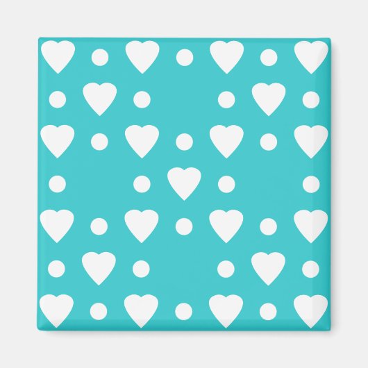 Aimant Coeur bleu et blanc motif (Devant)