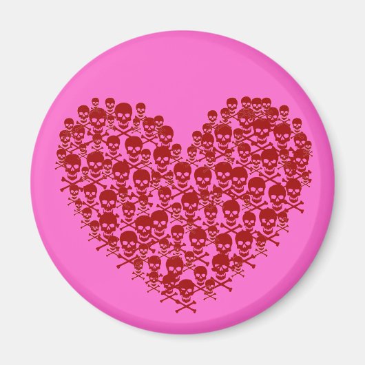 Aimant Coeur crâne rouge (Devant)