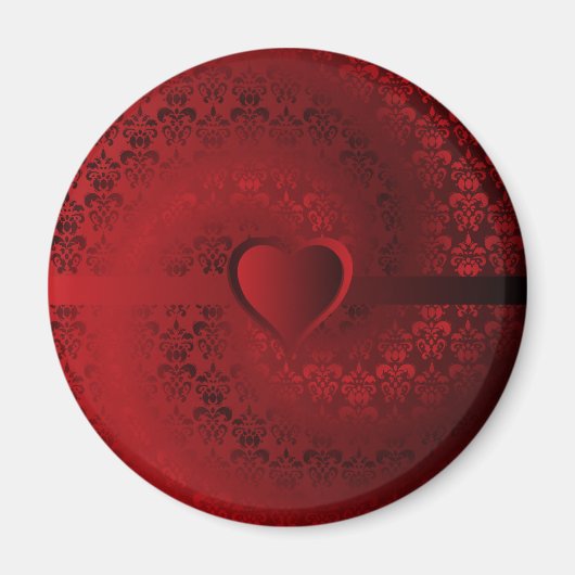 Aimant Coeur damassé rouge (Devant)