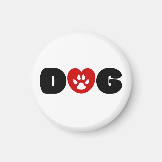 Aimant Coeur d'amour de chien (Devant)