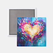 Aimant Cœur d'amour moderne abstrait coloré (Recto/Verso)