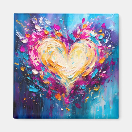 Aimant Cœur d'amour moderne abstrait coloré (Devant)