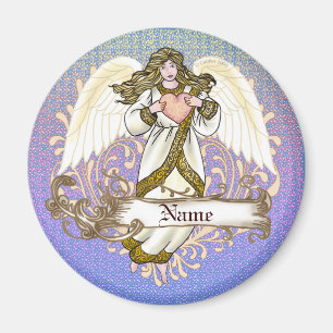 Aimant cœur d'ange chrétien en or