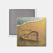 Aimant Cœur dans la Plage Tropicale de Sable (Recto/Verso)
