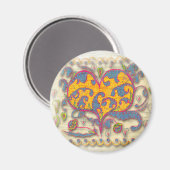 Aimant Coeur d'art populaire avec feuilles et fleurs (Recto/Verso)