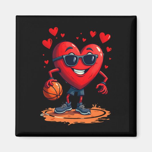 Aimant Coeur De Basketball - Amour Et Boucles Conception (Devant)