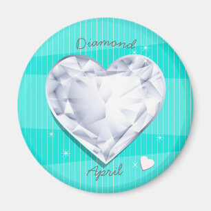 Aimant Coeur de bleu de cool de diamant d'avril de