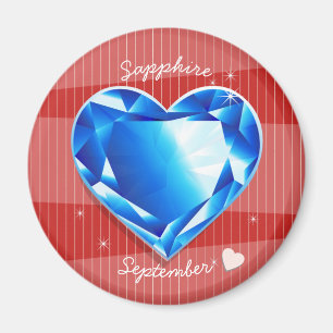Aimant Coeur de bleu de saphir de septembre de pierres