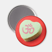 Aimant Coeur de bonbons vert avec symbole Om (Recto/Verso)