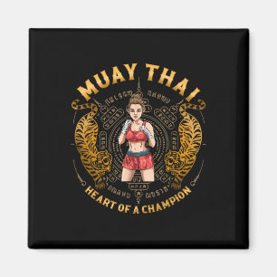 Aimant Cœur de champion - kickboxing et muay thai féminin