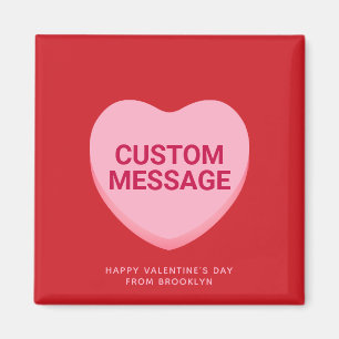 Aimant Coeur de conversation de message personnalisé roug