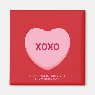 Aimant Coeur de conversation rose rouge XOXO Saint Valent