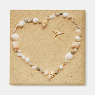 Aimant Coeur de coquillage avec des étoiles de mer