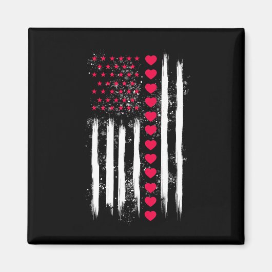 Aimant Coeur de drapeau américain de la Saint-Valentin vi (Devant)