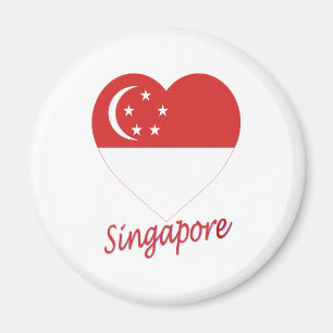 Aimant Coeur de drapeau de Singapour