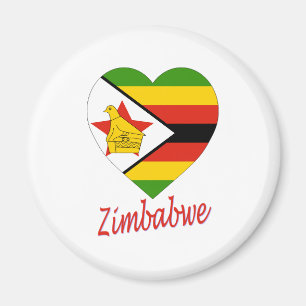 Aimant Coeur de drapeau du Zimbabwe