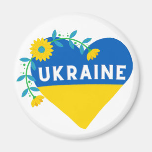 Aimant Coeur de fleurs coloré d'Ukraine