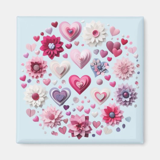 Aimant Coeur de la Saint Valentin florale (Devant)